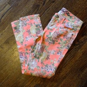 Vanilla Star coral floral skinny jeans size 1